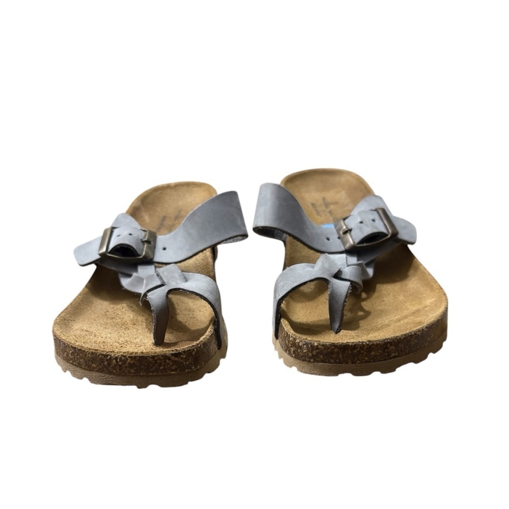 MILA PAOLI Gray Leather Sandals with Buckle Size 6.5 NWT — SUMMER CLOSET STAPLE! - Picture 4 of 6